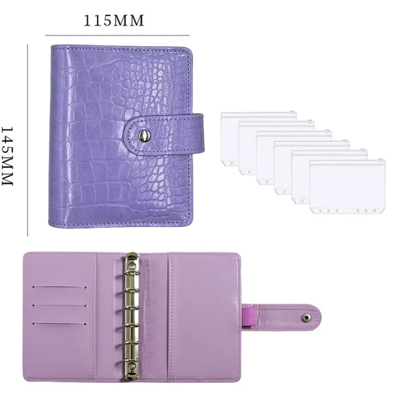 A7 Krokodilmuster-Leder Budget-Planer Notizbuch Geldumschlag-System Set mit Bindertaschen Geldbudget-Sparorganizer – Detail 2