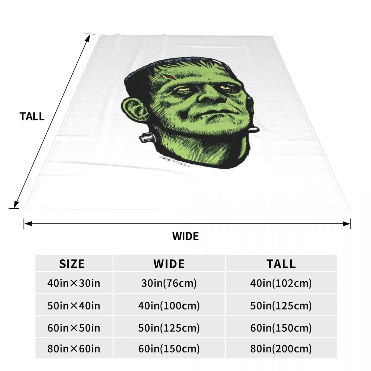 Frankenstein Green Monster Print Blanket Soft Warm Flannel Throw Blanket Bedding for Bed Travel Home Couch