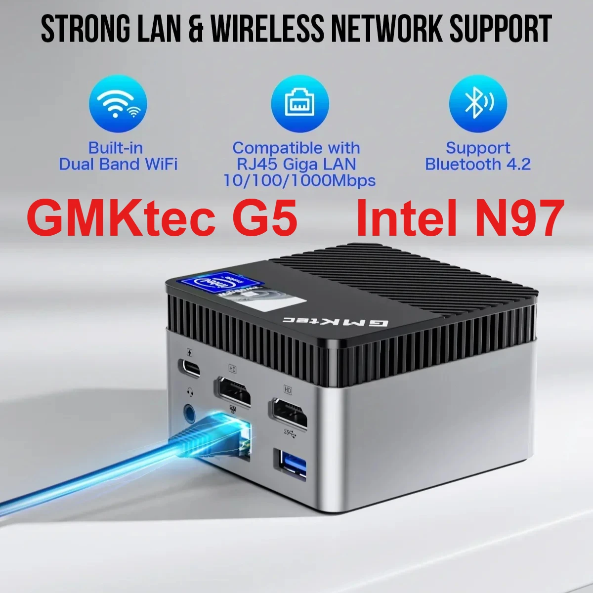 GMKtec G5 Intel N97 Mini Pc DDR5 4800MT/s M.2 2242 SATA Desktop WiFi5 BT4.2 Protable Diy Gaming Computer Windows 11 Pro
