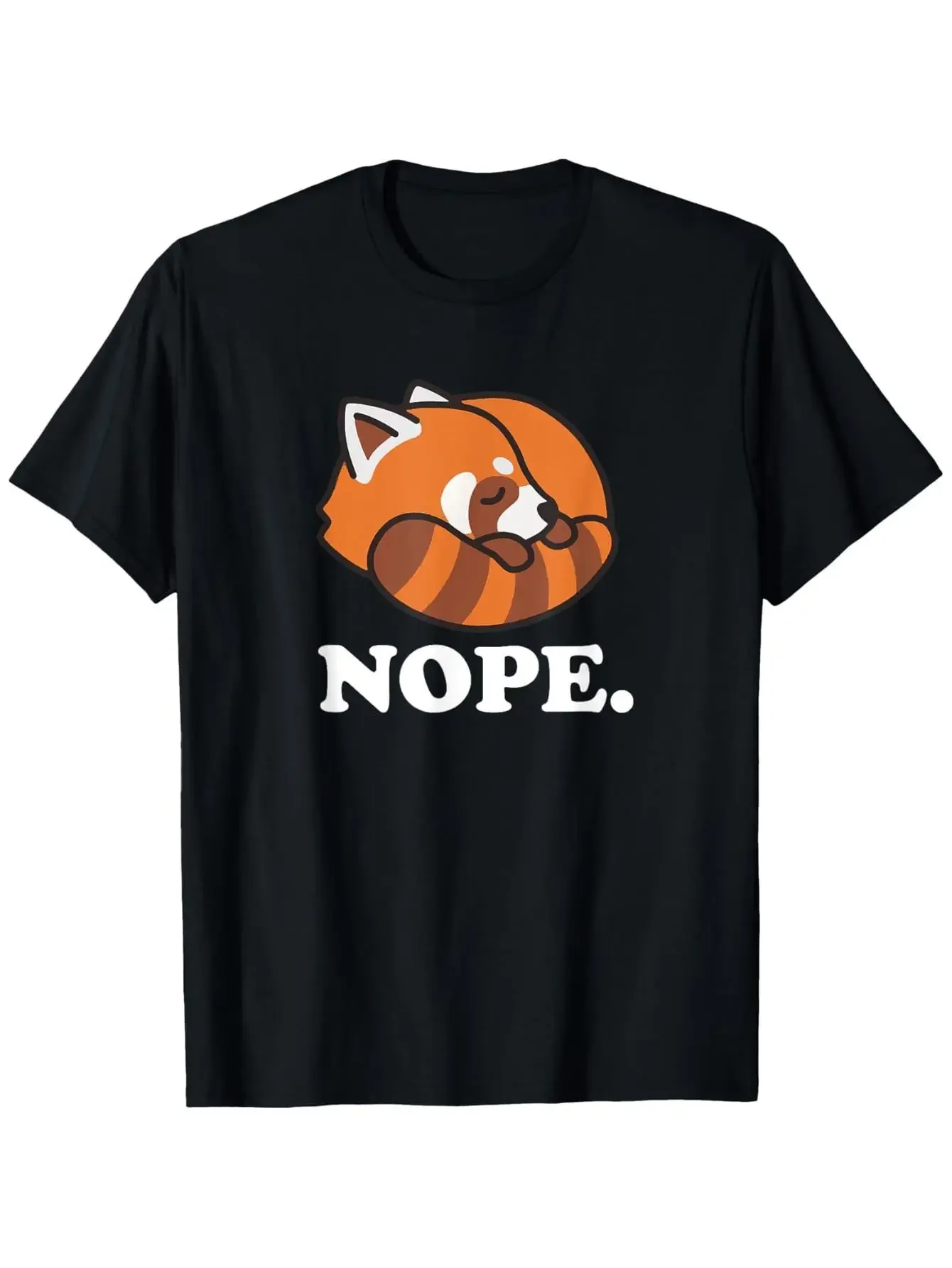 

Funny Sleeping Red Panda Nope Graphic Tee Men's Soft Cotton Short Sleeve T-Shirt Casual