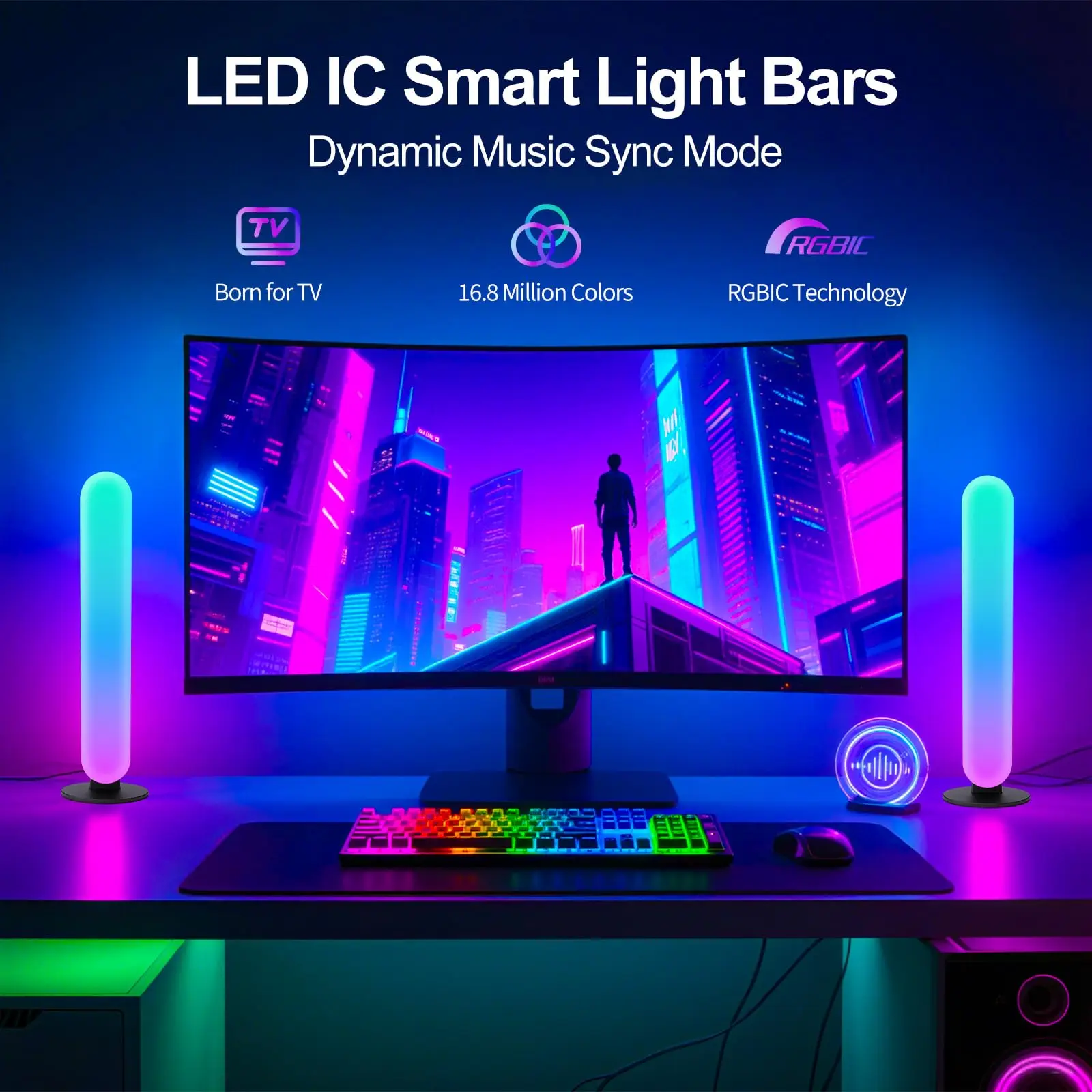 RGB Rhythm Light Smart Light Bars Gaming LED Lights DIY Color Adjustments Remote Control USB Pickup Light Desktop RGB Light Bar