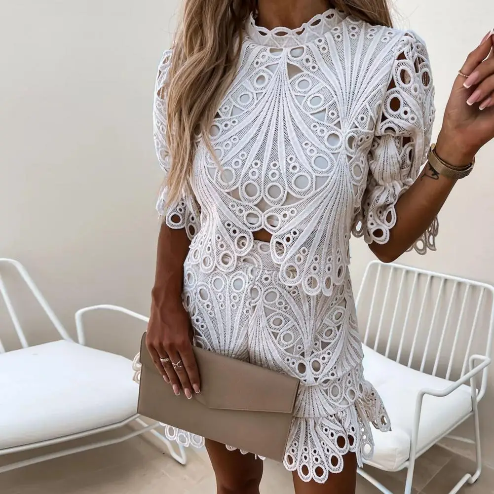 Fashion Ladies summer casual suit Ruffle Design top and shorts set Loose Fit Pure Color Top Shorts Suit everyday wear