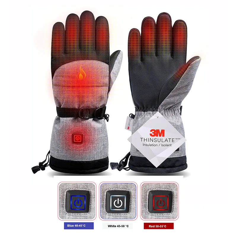 

Touch Screen Winter Warm Electric Heated Gloves for Men Thermal Heating Gloves Motorcycle Skiing Snowboarding Waterproof Guantes