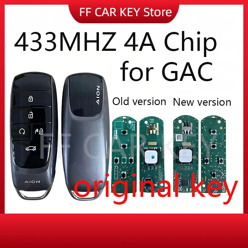 Original Smart Fob Remote Control Car Key 433MHZ 4A Chip for GAC Motor for Trumpchi Aion Y Aion S AION V IA5 Keyless Go