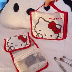 Bolsa de maquillaje plegable de dibujos animados Hellos Kittys kawaii Cinnamorolls para mujer, bolsas de almacenamiento de artículos de tocador de viaje portátiles de gran capacidad