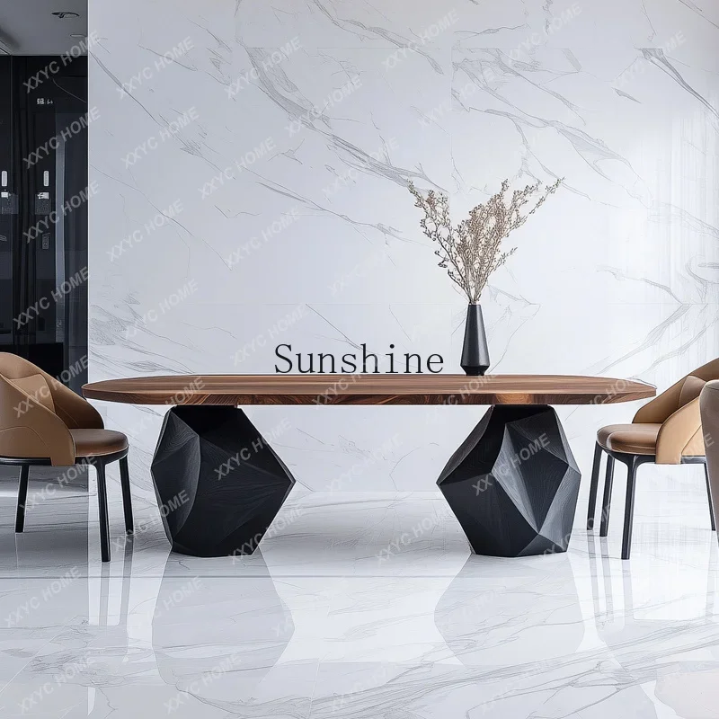 artists use rectangular modern simple high-end solid wood dining table design sense