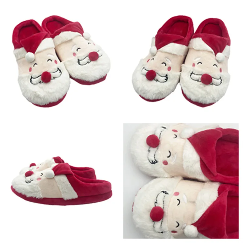 Thick Sole Christmas Slippers Women Men Indoor Warm Slipper Soft Plush Home Floor Lovers Winter Platform Shoes