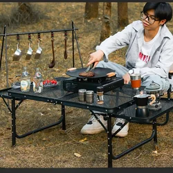 Portable picnic storage barbecue table Outdoor camping iron frame table Folding table NEW