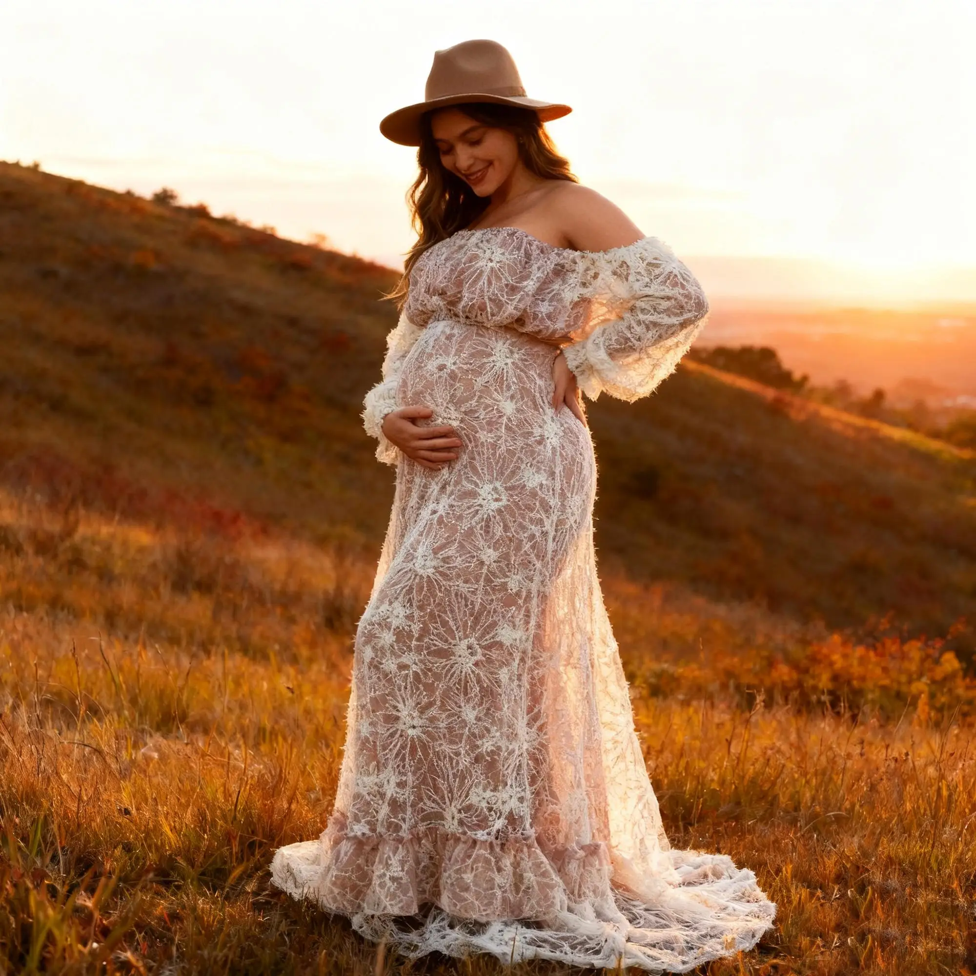 فستان الأمومة من Don&Judy مكون من قطعتين، فستان ملابس بدون أكتاف للنساء الحوامل، فساتين استحمام الطفل #2