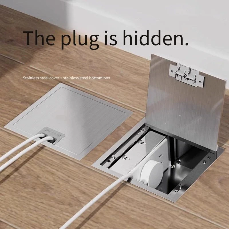 Ground Socket Invisible Embedded Flat-screen Ultra-thin Household Floor Network Cable Stainless Steel Ground Socket