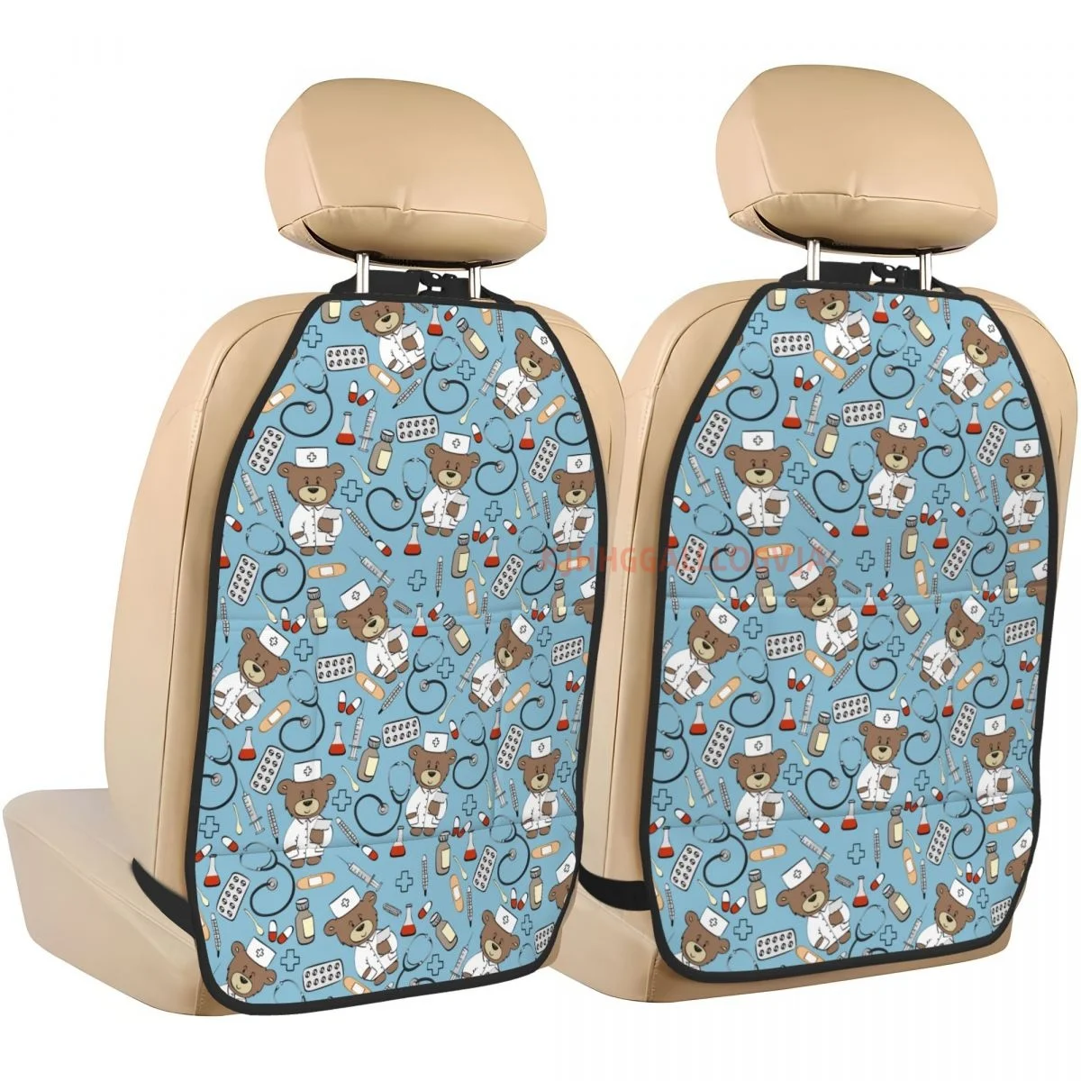 

Cartoon Ladies Doctor 2 Pcs for Back Seats Car Seat Organizer with Anti-kick Storage Mat