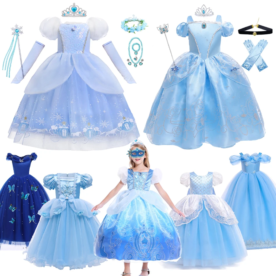 

Halloween Cinderella Cosplay Costume Kids Clothes For Girls Dress Baby Girl Ball Gown Princess Dresses For Birthday Party Crown