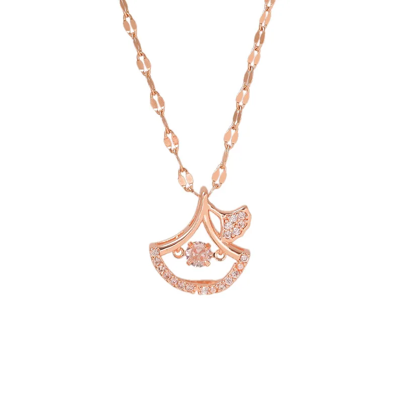 Temperament Fan Shape Necklaces Clavicle Chain Fashion Leaf Necklace Pendant Best Friends Couple Women Gifts Jewelry Accessories