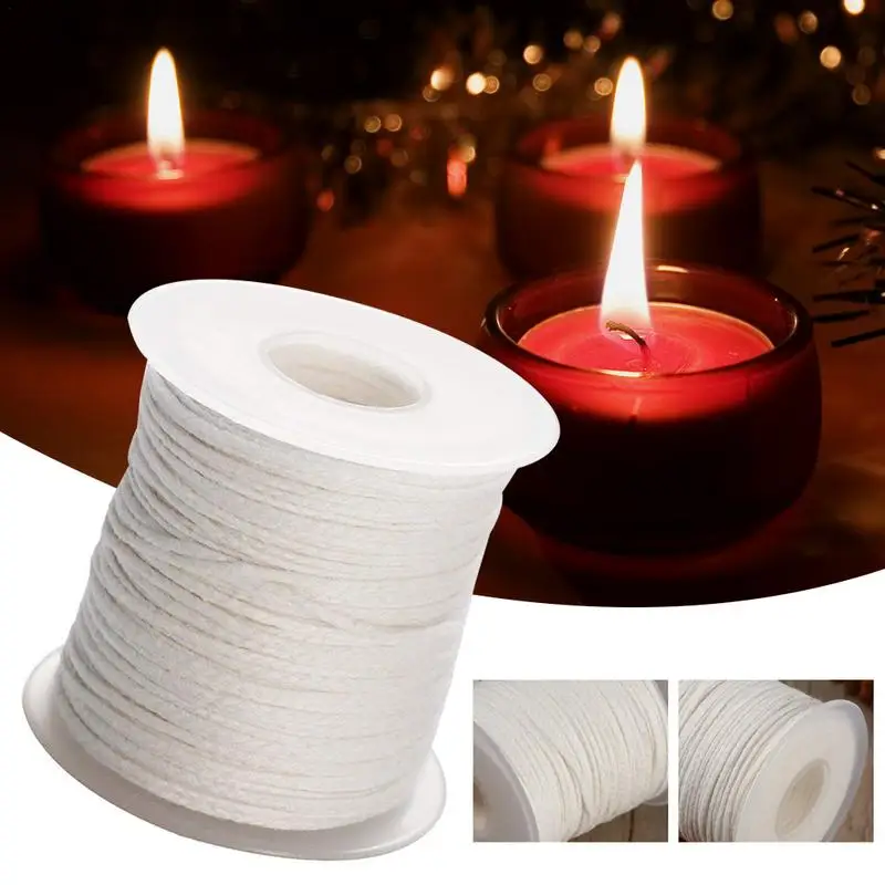 1 Roll 200 Feet 61M White Candle Wick Cotton Candle Woven Wick for Candle DIY And Candle Making