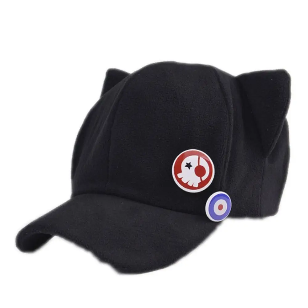 Cat Ear Polar Fleece Hat Accessories Anime Cosplay Badges Baseball Cap Black Peak Cap Kids Toys