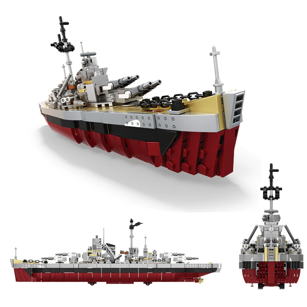 

Военная Мировая война WW2 MOC Армия KMS Бисмарк Линкор Солдаты Строительные блоки Набор кирпичей для детей Игрушки