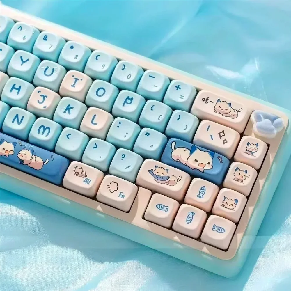 Angry Cat MOA Keycaps PBT Heat-sublimation 142 Keys Cute for MX Switch 60/84/90/104/108 Layout Mechanical Keyboards