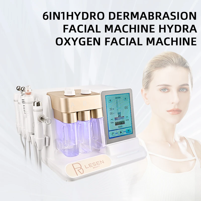 Newest 6 in 1 Portable Hydro Facial Beauty Machine with Oxygen Technology Compatible with US & IT Plugs