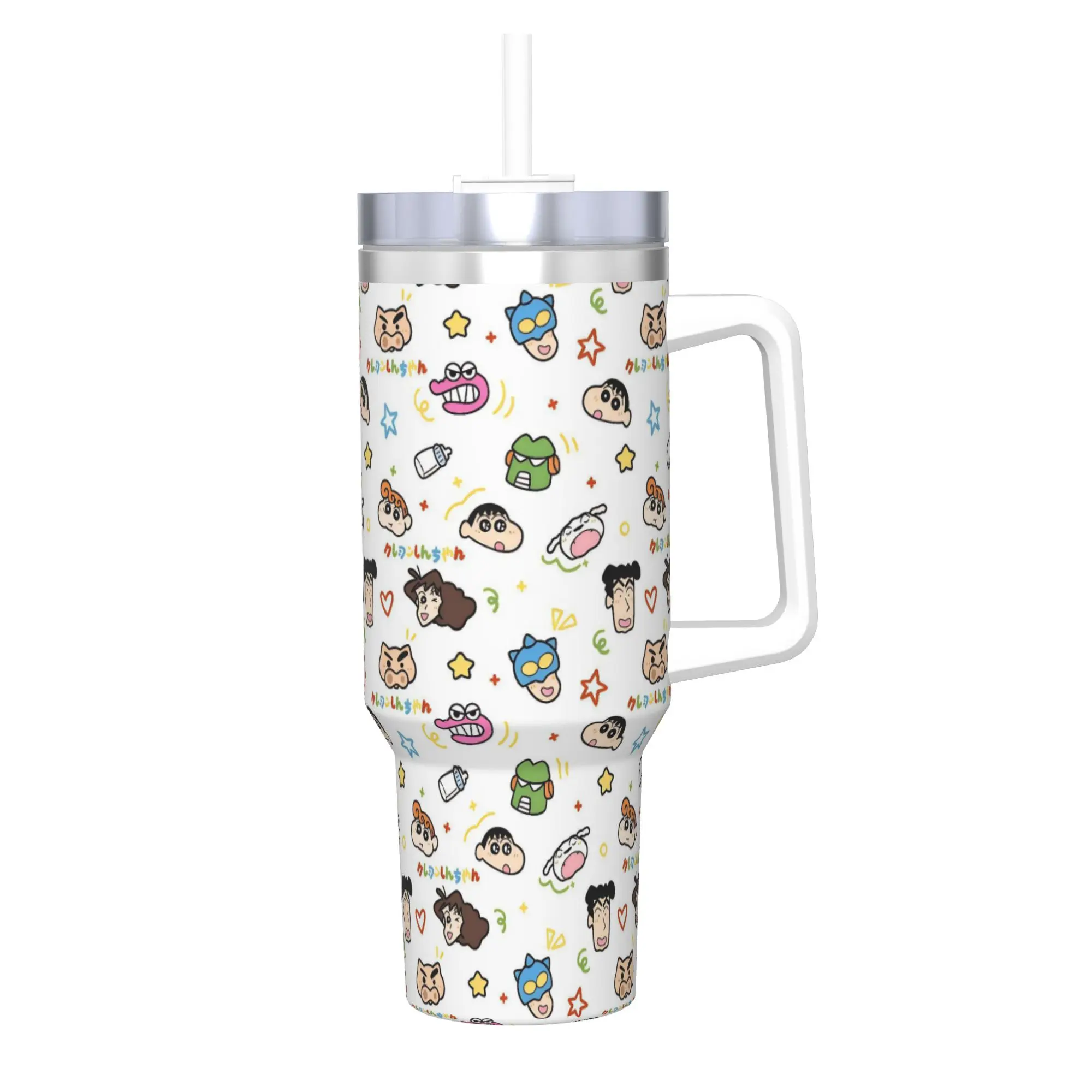 Stainless Steel Tumbler Crayons Shin Chans Anime Thermal Cups  Leakproof Cold Drink Mugs Cup Driving Water Bottle