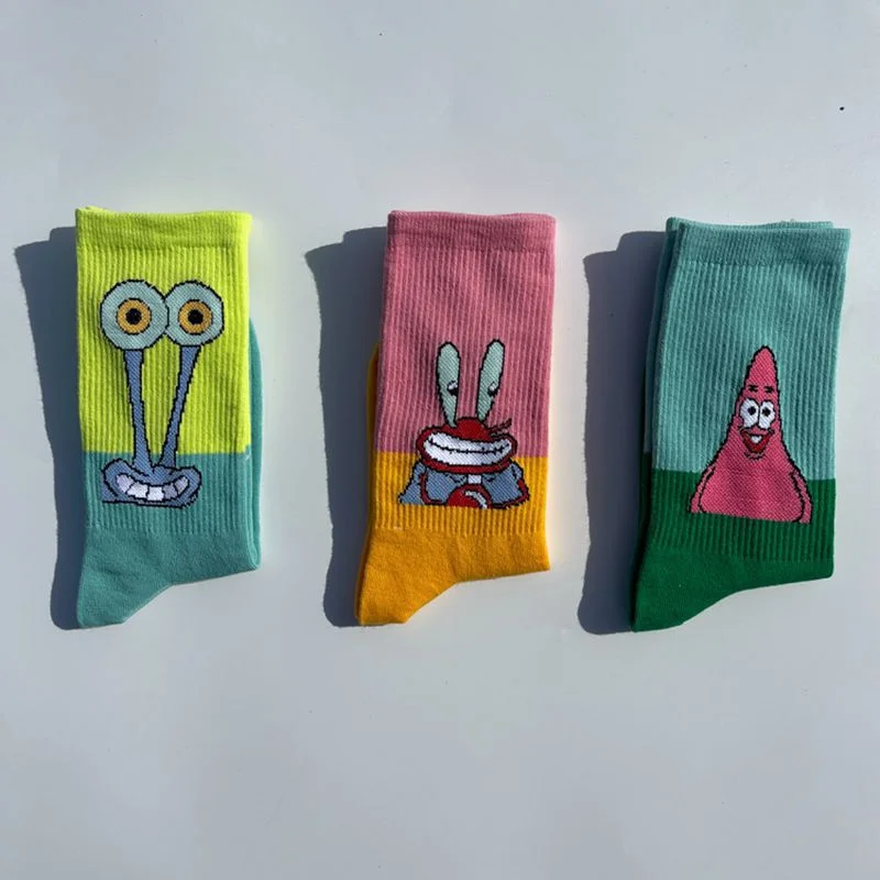 SpongeBob Patrick Star Socks Fashion Men Women Middle Tube Socks Cartoon Casual Sport Sock Breathable Couples Funny Stockings