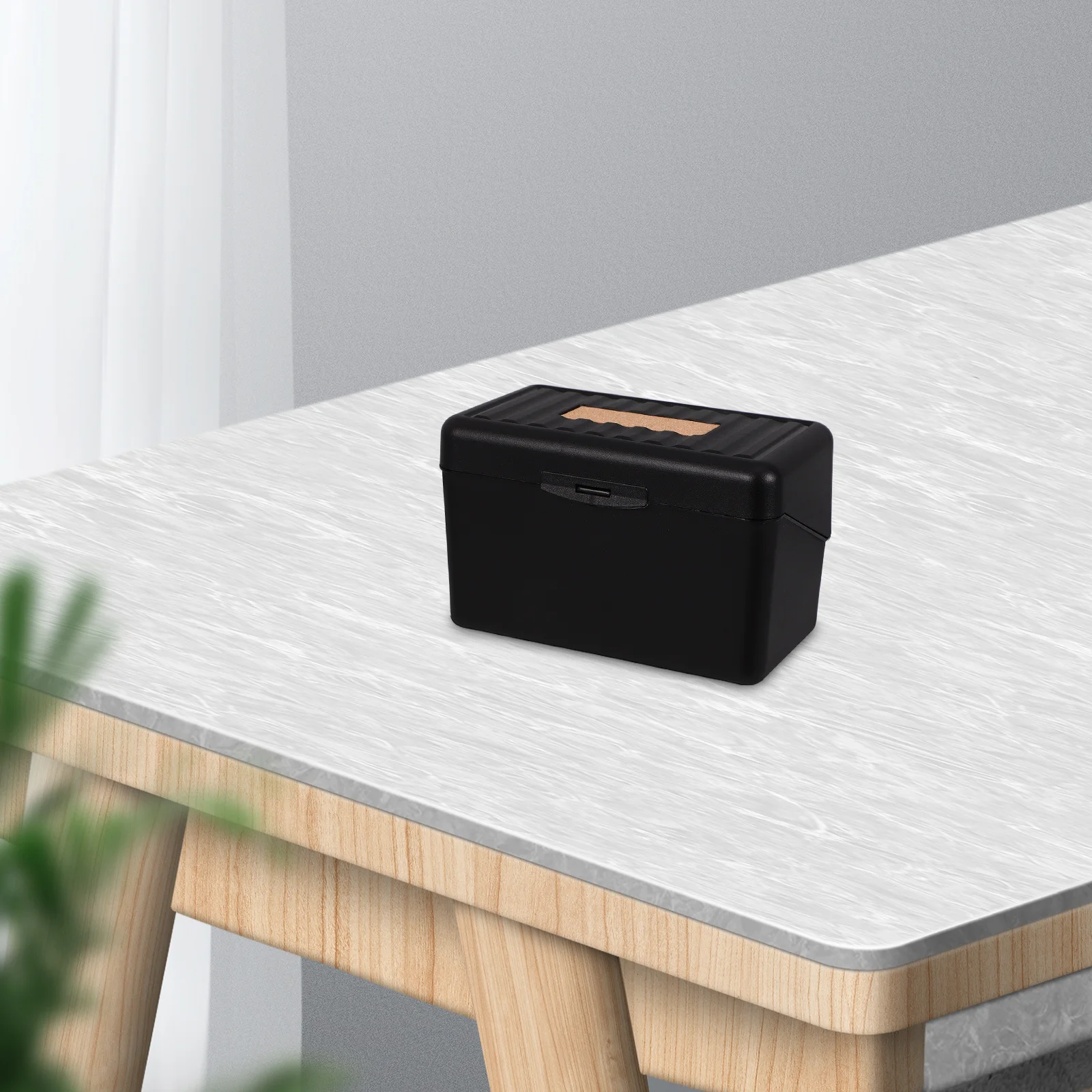 Index Card Box Portable Business Card Holder Desktop Organizer Office Cards Storage Case Multi-Function Client Recording Case