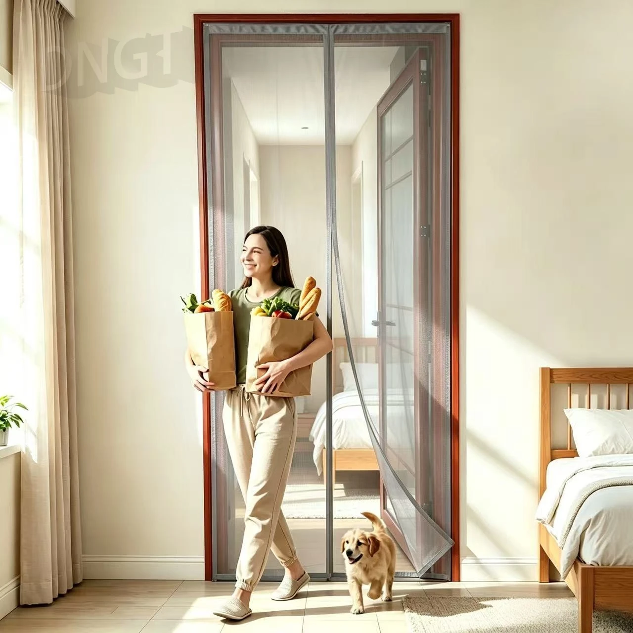 Magnetic Door Screen, Encrypted Nano PP Mesh Mosquito Net, No-Drill Easy Install Custom Size for Household Bedroom Door Window