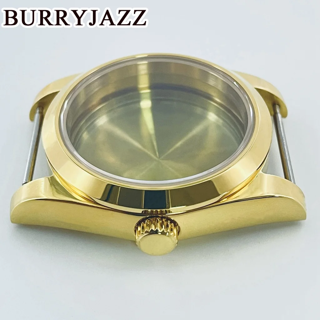 BURRYJAZZ Case 36mm 40mm NH34 NH35 NH36 PT5000 ETA2824 Watch Case Gold Waterproof With Sapphire Crysta