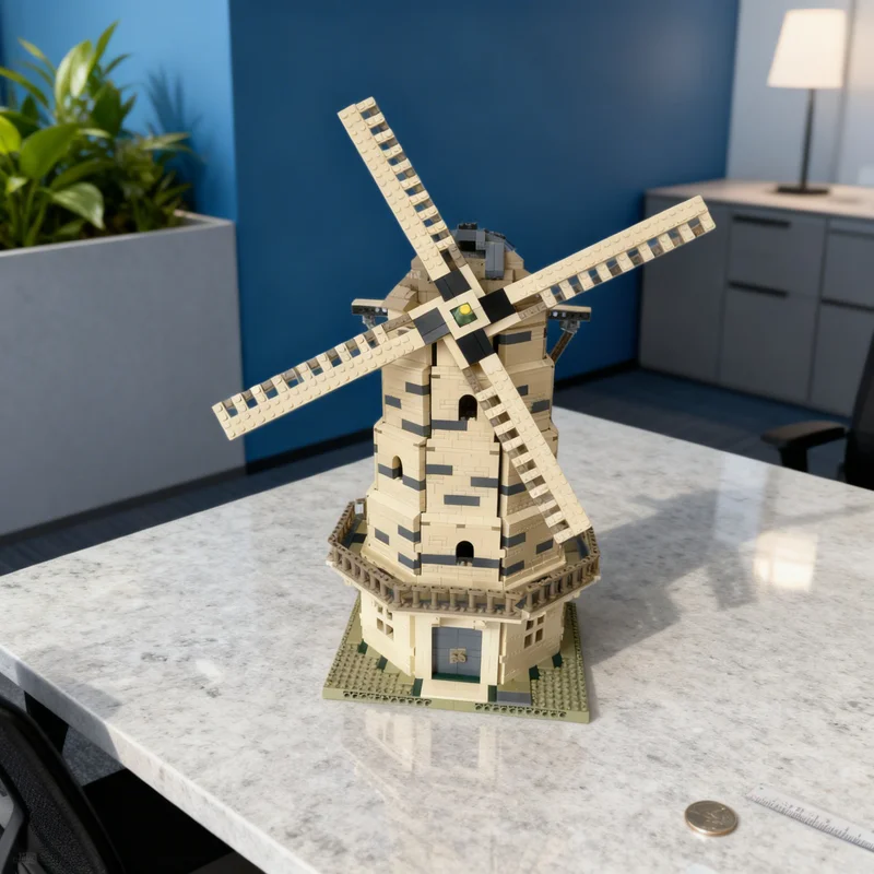 

3188 деталей MOC: Голландская ветряная мельница, архитектурная модель, конструктор, креативный подарок, декор для демонстрации, сборная модель премиум-класса для взрослых и детей, настольный декор