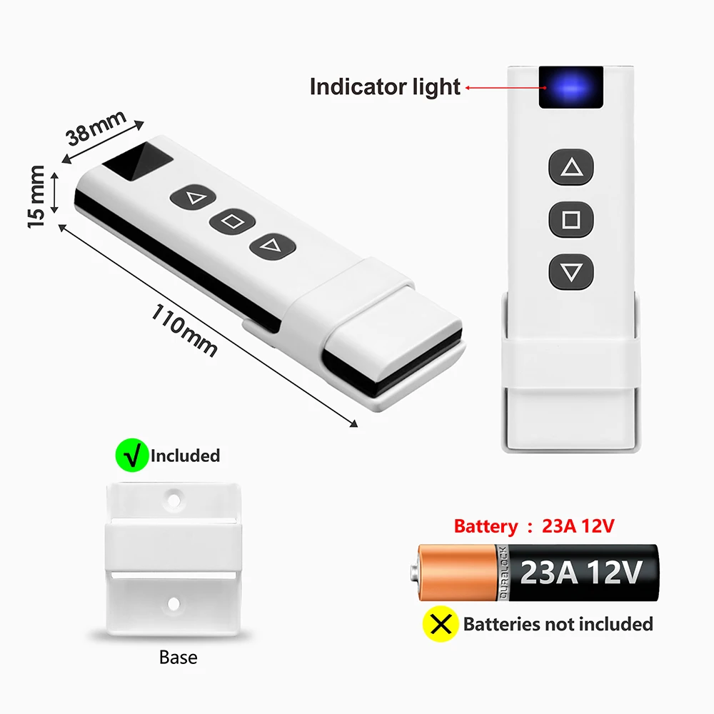 433 MHz kabelloser Vorhangschalter, 110 V, 220 V, 16 A, RF-Empfänger, 60 m Fernbedienung, für Fernbedienung, Rollladen, Fensterjalousien, Garagentor – Detail 12
