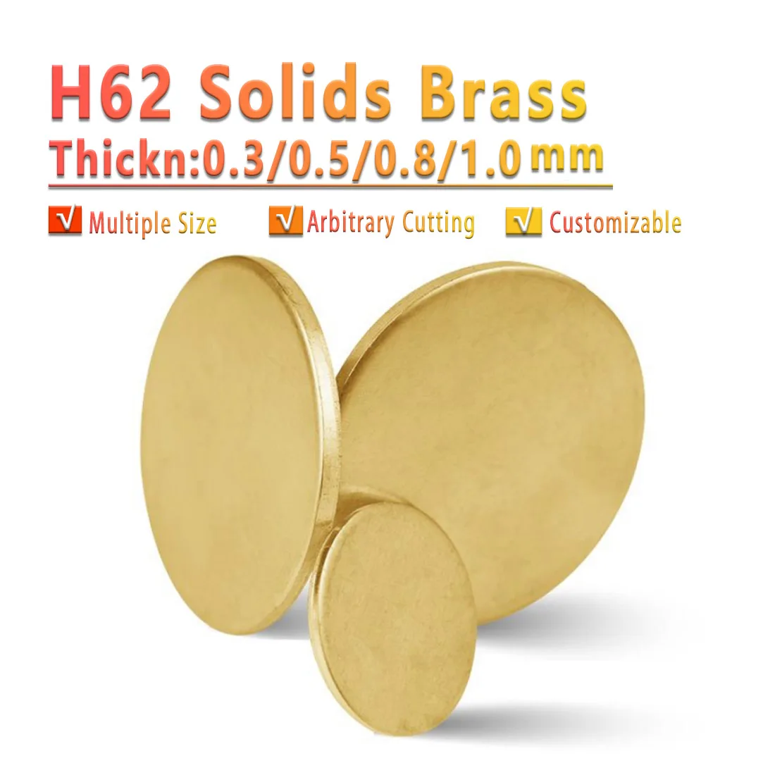 

H62 Brass Disc Circle Blank Plate Flat Sheet Round Dia 10mm-300mm Thick 0.3mm-1mm