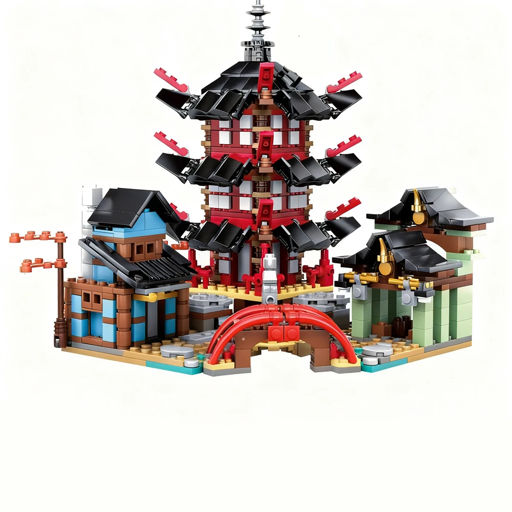 

4-Color Dragon Building Blocks, Phantom Minifigure Temple Model Kit for Adults and Teens Collection