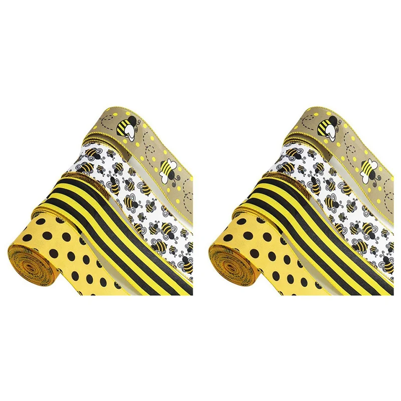 

AB30-26 ярдов лента с проводной кромкой в виде пчелы шириной 2,5 дюйма, гессианская лента, декор для рукоделия, 8 рулонов