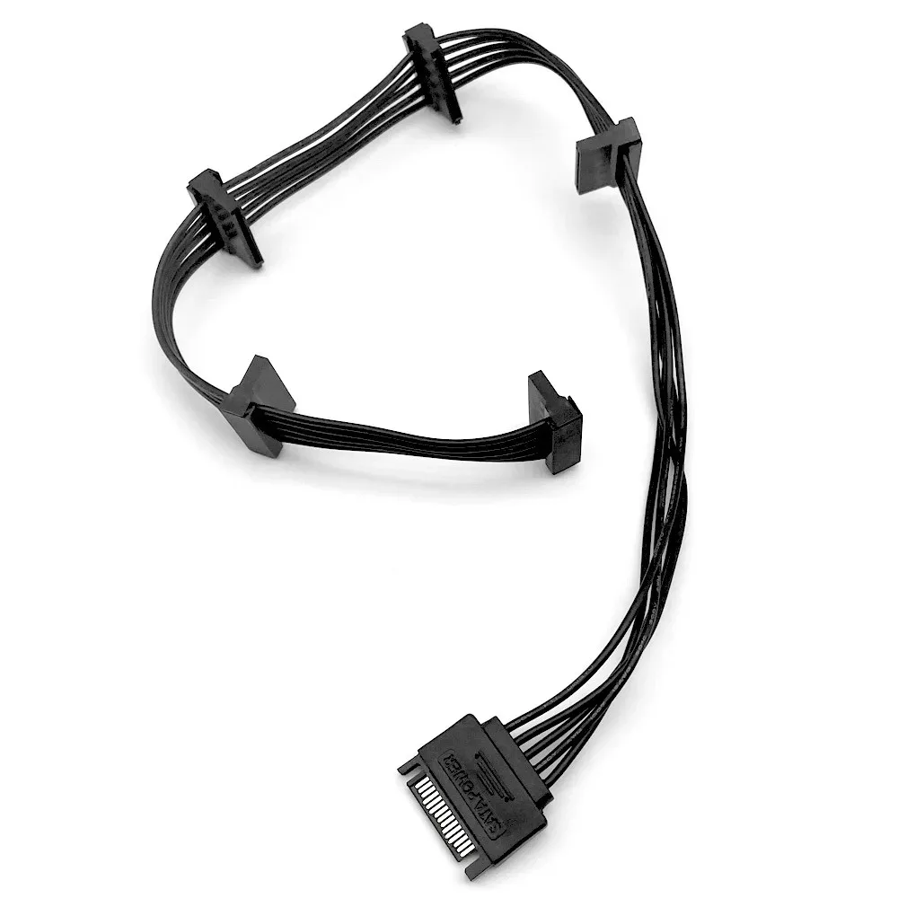 TEUCER 1 to 5 SATA 15Pin Hard Drive Power Supply Splitter Cable Cord 1 Male To 5 4PIN Extension Power Cord for DIY PC Sever image 3