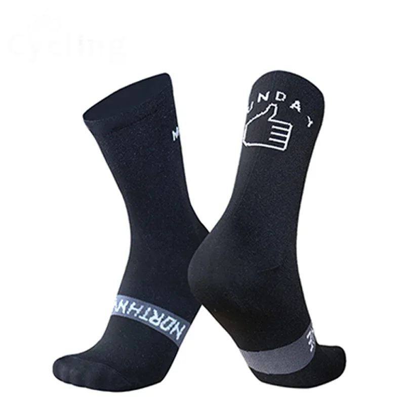 Chaussettes de sport respirantes pour hommes et femmes, chaussettes de cyclisme, chaussettes de vélo, chaussettes de course sur route, chaussettes de vélo, nouveau lundi, dimanche