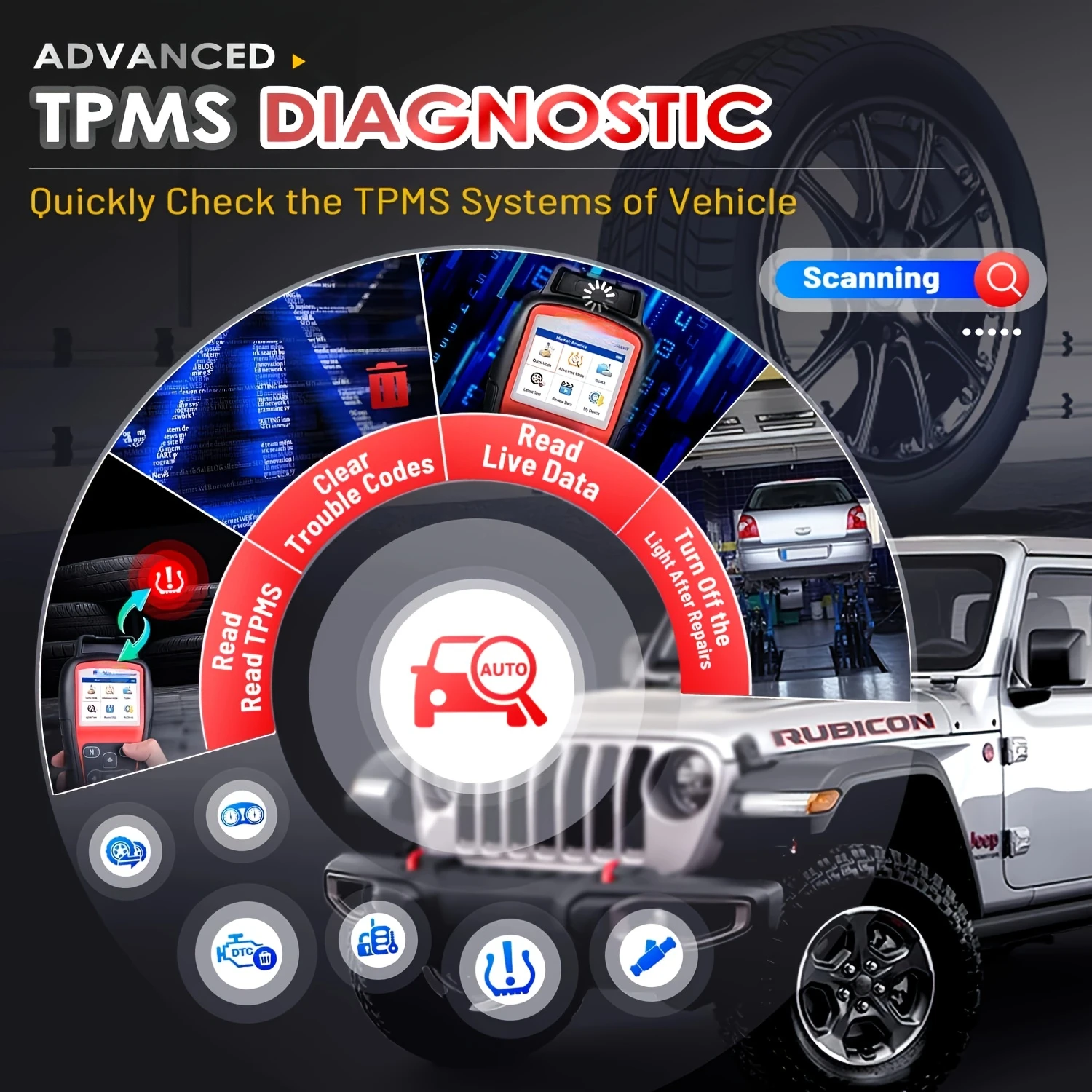 315/433MHz  MaxiTPMS TS508WF - Advanced TPMS Relearn Tool with WiFi Update - Activate/Program All Sensors, User-Friendly Tire Ma