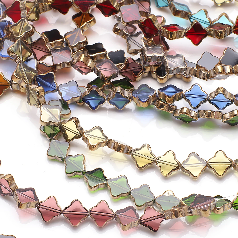 28Pcs 10mm Mixed Faceted Crystal Glass Beads Cross Shape Flat Loose Spacer Crafts DIY Making Jewelry Needlework Aceesories