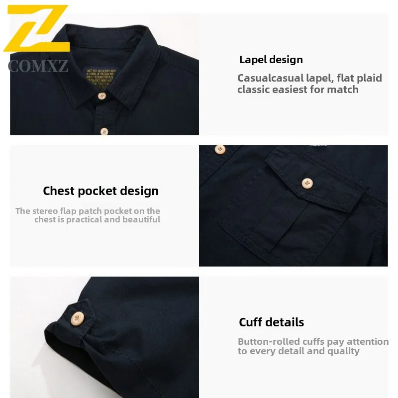 New Short Sleeve Shirt Men's 2025 Summer high quality Cotton Comfortable Breathable Cargo Shirts Male Street Harajuku Overshirt