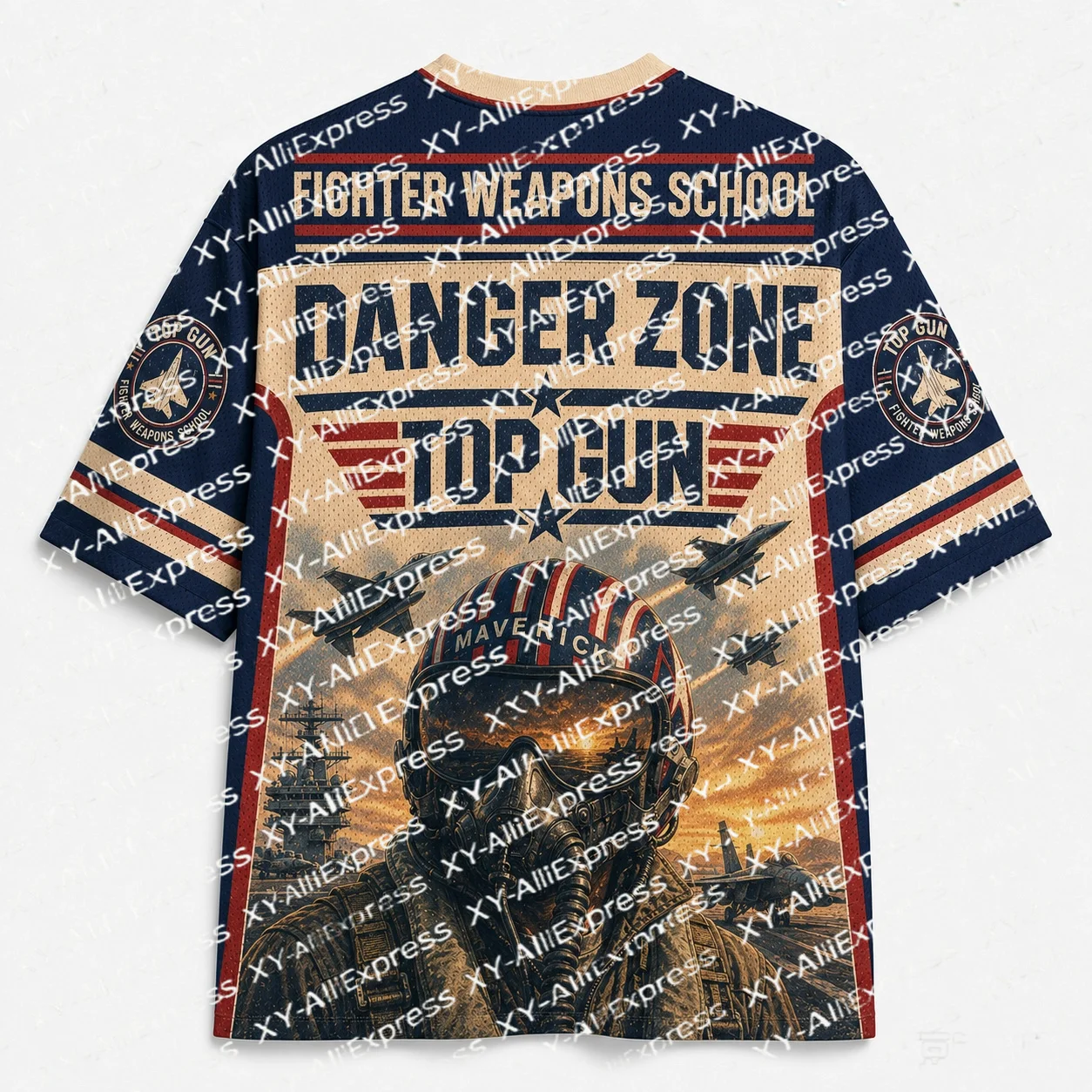 Retro Aviation Poster V-Neck Jersey, Aged Vintage Pilot and Jet Print, Ideal for Fans of Military Retro Art Aesthetics.