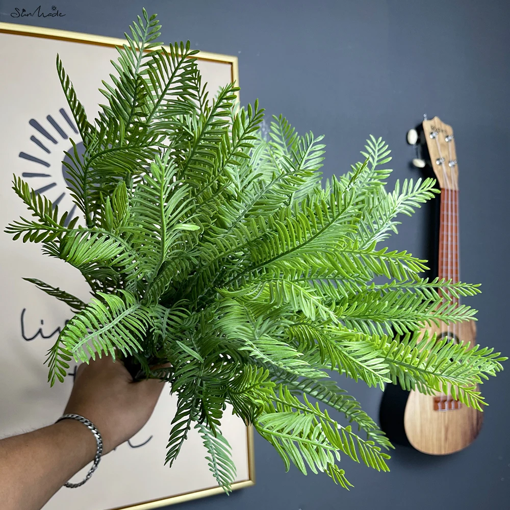 SunMade INS Feather Fir Grass Plastic Artificial Plants Home Wedding Decoration Garden Decor Plantas Artificiales Fake Leaves