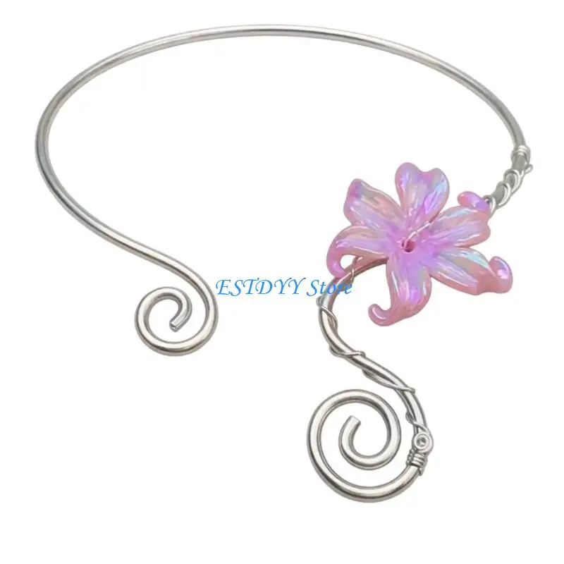 G6DE And Modern Floral Statement Necklace Lightweight Yet Sturdy Clavicle Chain Adornment Everyday Neck Jewelry