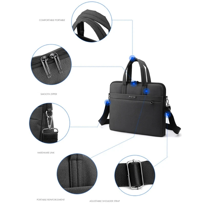 2023 New Carrying Case Notebook Handbag Nylon Laptop Computer Bag Splash-proof Portable Crossbody Shoulder Handbag