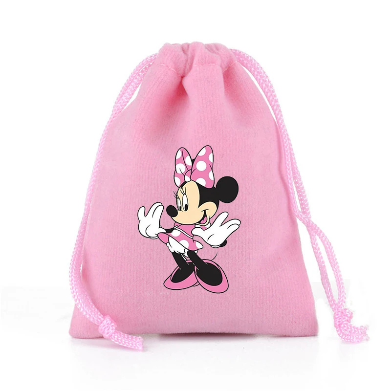 Disney Minnie Mouse Drawstring Bag Anime Cartoon Printed Cotton Tote Bag Girls Kawaii Party Favour Storage Bags Birthday Gifts