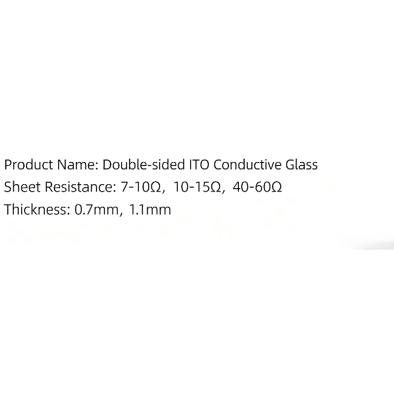 Double-sided ITO Conductive Glass for Lab, Resistance 7-10Ω/10-15Ω/40-60Ω, Thickness 0.7mm 1.1mm