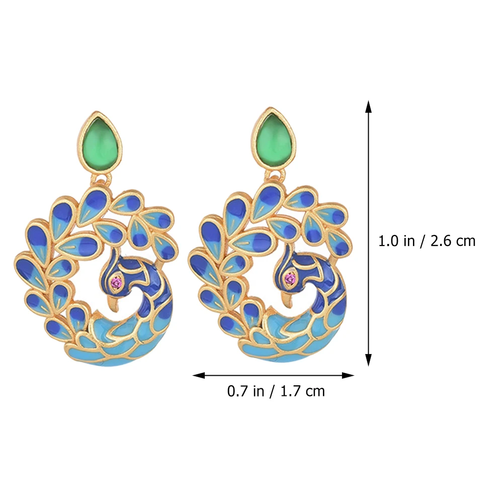 

Enamel Peacock Earrings Agate Stud Retro Vintage Colorful Chinese Style Ear Jewelry Accessories Premium Quality