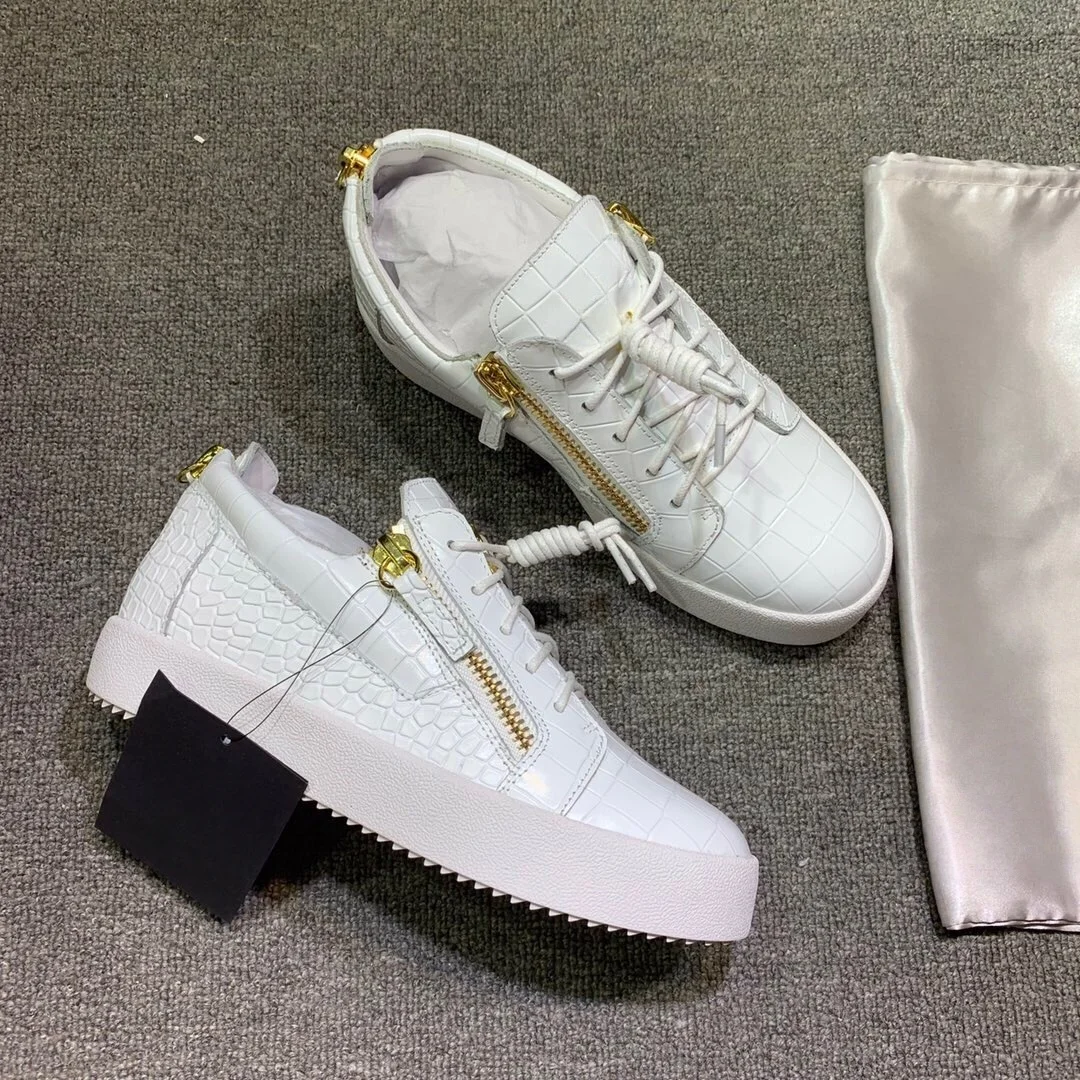 

Top Hight Quality Casual Sneakers For Men and Women Real Leather Brand Designer Unisex Tennis Shoes GZ Zipper Loafer Shoes G0643