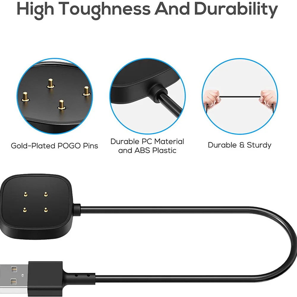 Charger USB Charger Smart Watch Charging Cable Base Accessories 1m for Fitbit Sense/Sense 2/Versa 4/Versa 3