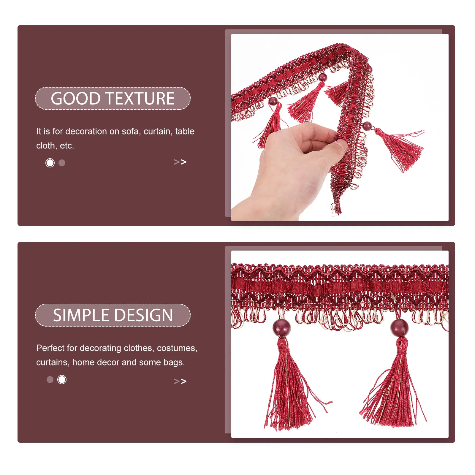 

Curtain Tassel Fabric Trim Exquisite Fringe Trim for Sofa Cushions Decorative Sewing DIY Home Decor Fringe Sewing DIY Decoration