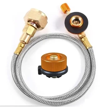 야외 캠핑 가스 스토브 프로판 리필 어댑터, 버너 LPG 플랫 실린더 탱크 커플러 컨테이너 어댑터, 내구성 금속 튜브 절약