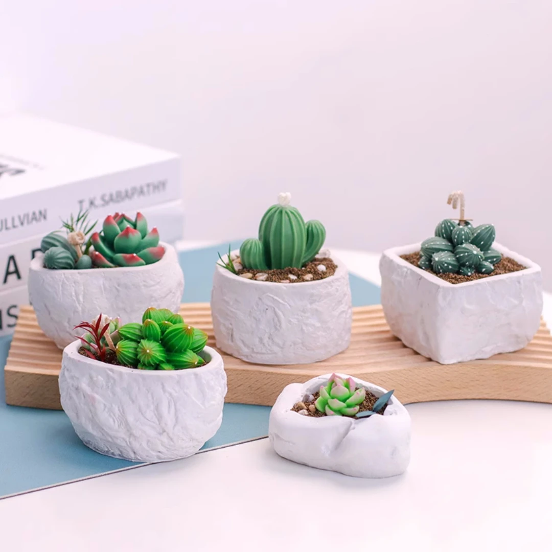 

Irregular Stone Shaped Flower Pot Mold Handmade Plaster Gypsum Home Decoration Cement Succulent Plants Pots Silicone Molds