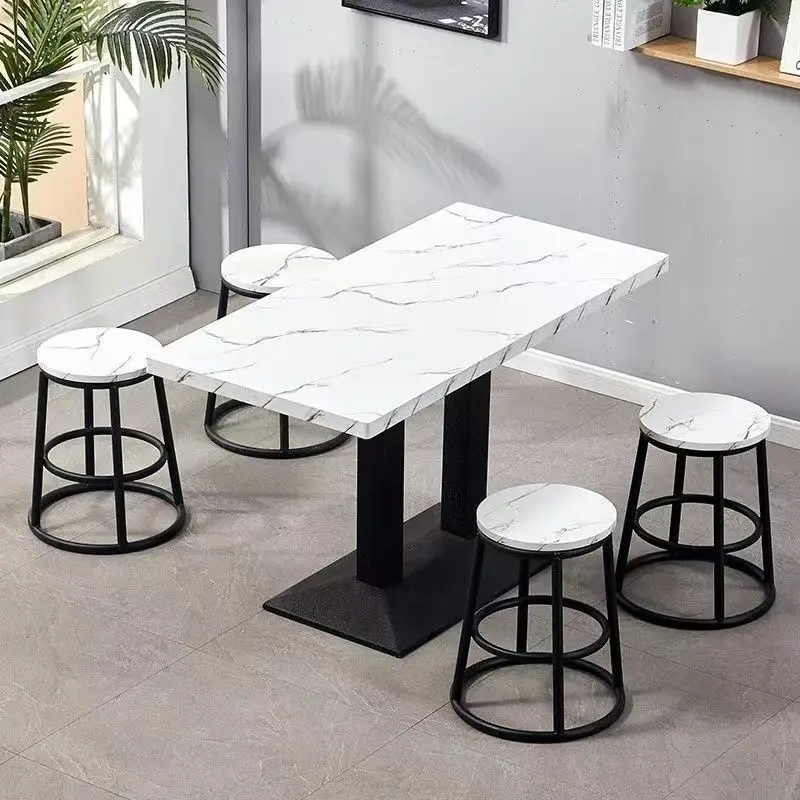 

Snack bar table fast food table and chair combination milk tea dessert restaurant commercial catering simple small round rectang